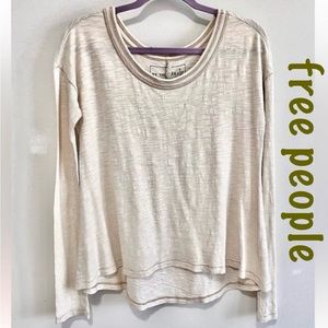 WE THE FREE Knit Top - Oversized Shirt Contrast Stitching - Free People